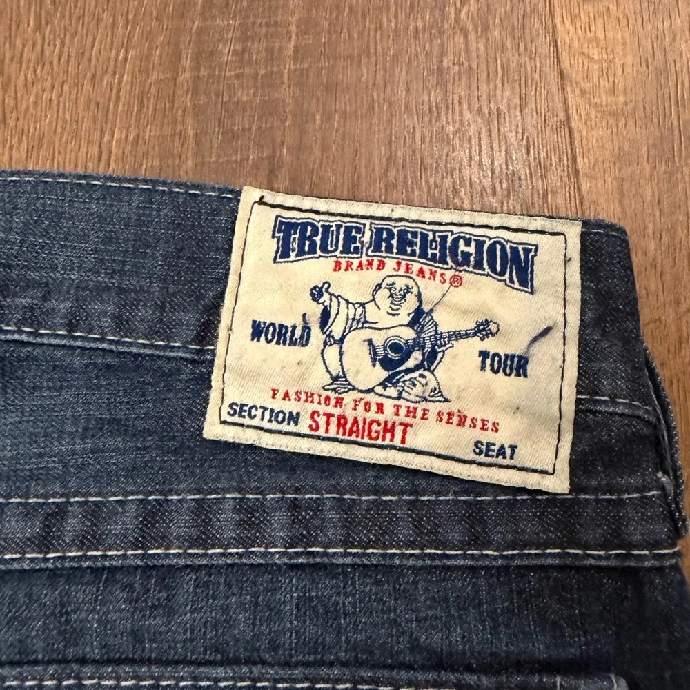 Y2K True Religion World Tour Jeans Mens 38x32 Dark Wash Flap Pocket USA